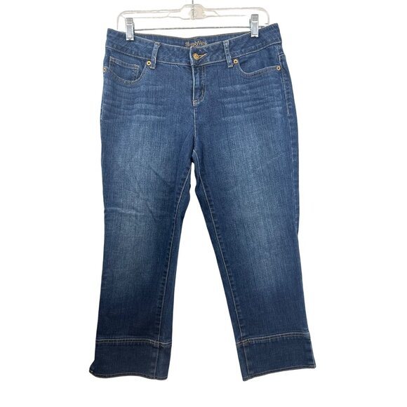 Simply Vera Vera Wang Women Jeans Sz 8 Blue Denim Cropped Straight MidRise Comfy - Picture 1 of 12